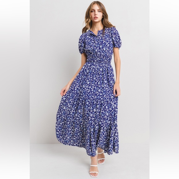 02 Beautiful Boho Floral Print Tiered Maxi Dress - Picture 3 of 5